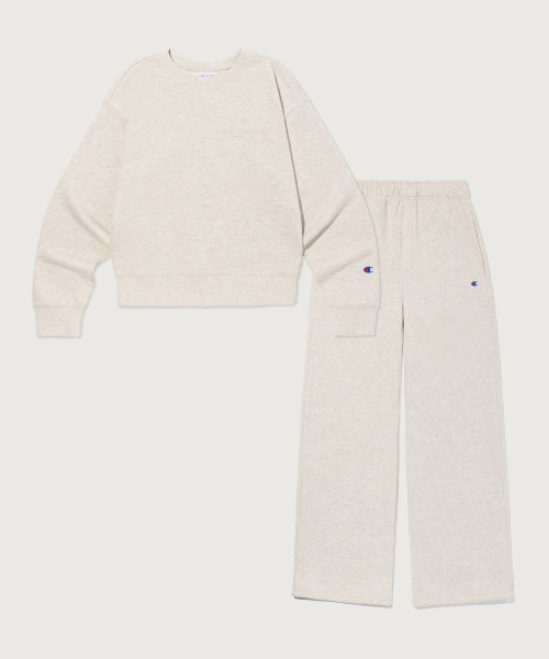 [Set] женский Small логотип свитшот брюки комплект Oatmeal