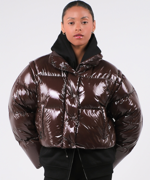 JD361 DOWN JUMPER BROWN GLOSSY