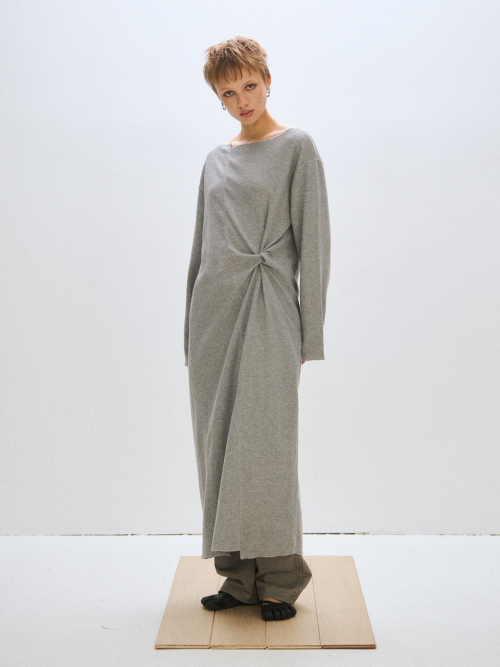 ASHYMMETRIC MAXI DRESS, GRAY