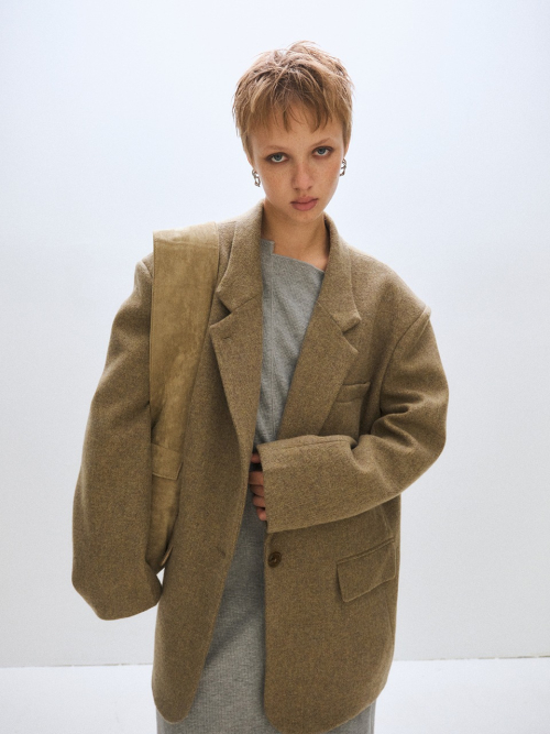OVERFIT WOOL JACKET, BEIGE