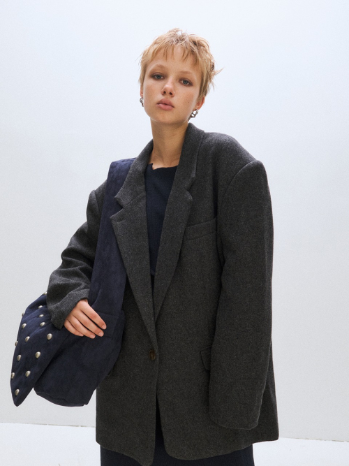 OVERFIT WOOL JACKET, CHARCOAL