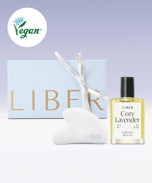 리베르() [선물포장] 비건 에센셜 아로마 롤온 15ml & 괄사 세트 (코지 라벤더) 상품 이미지