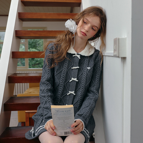 Cest_Bow cable doll collar cardigan
