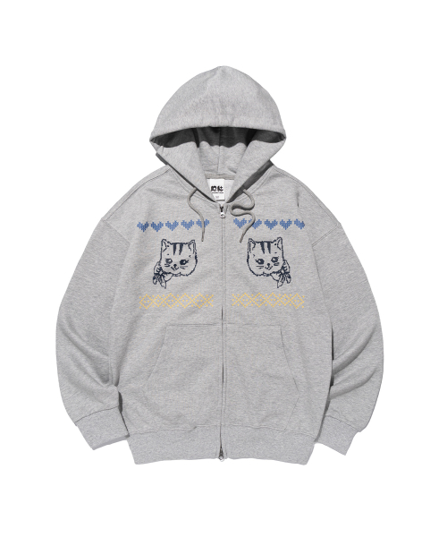 NORDIC CAT HOOD ZIP-UP (MELANGE)