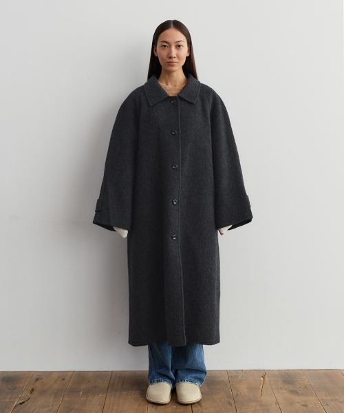 Handmade wool single coat _ dark gray
