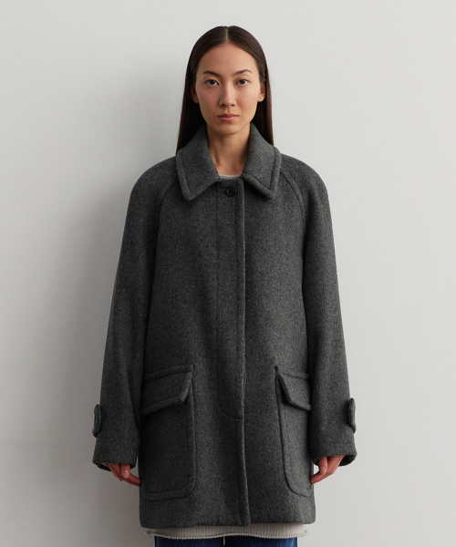 Wool pocket half coat _ gray