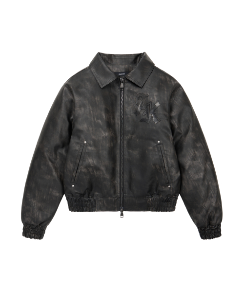 Embossing Leather Jacket (Black)