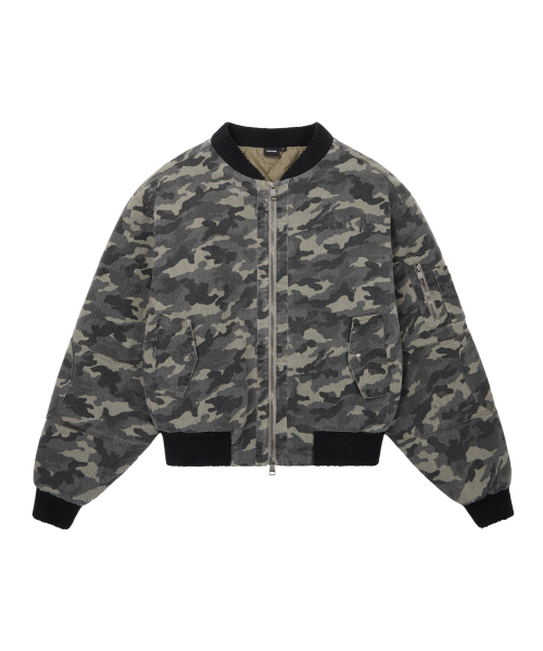 Distressed Cotton MA-1 Jacket (Camo)