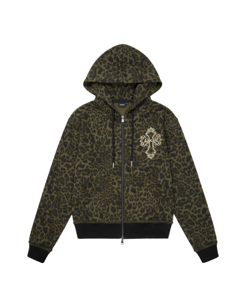 아캄(AAKAM) AKM CROS2 Leopard Zip-Up Hoodie (Khaki) - 사이즈