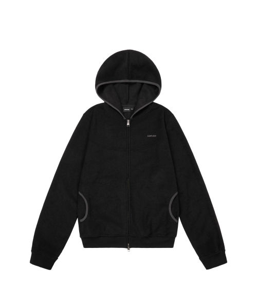 Incision Terry Zip-Up Hoodie (Black)