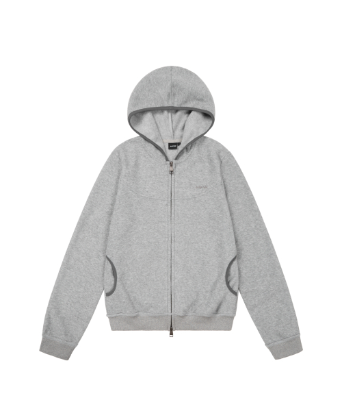 Incision Terry Zip-Up Hoodie (Gray)