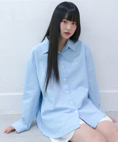 COZY STRIPE LOGO SHIRT_BLUE