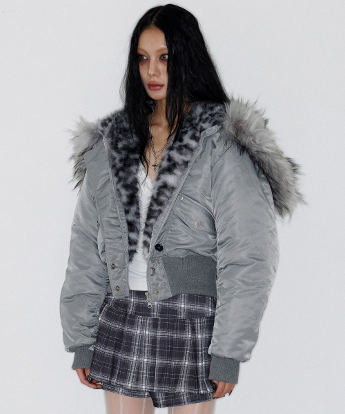 Fur Trim MA-1 Padded Jumper (GREY)