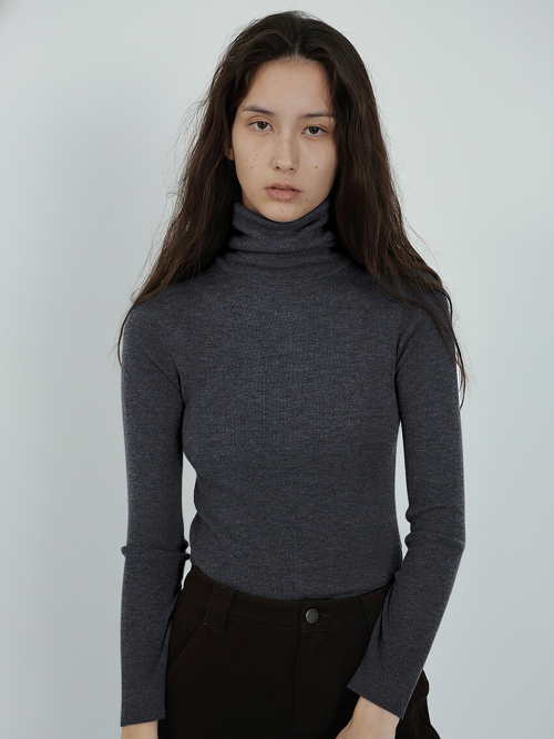 High Neck Ribbed Pullover (3color)