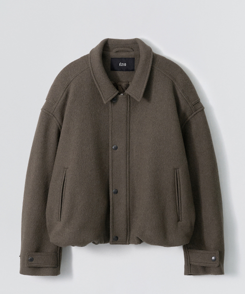 шерсть укороченная на молнии Jacket_Beige