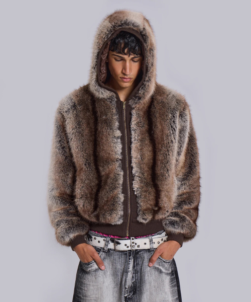 (U) 포 밍크 집 스루 재킷 베이지 FAUX MINK ZIP THROUGH JACKET BEIGE
