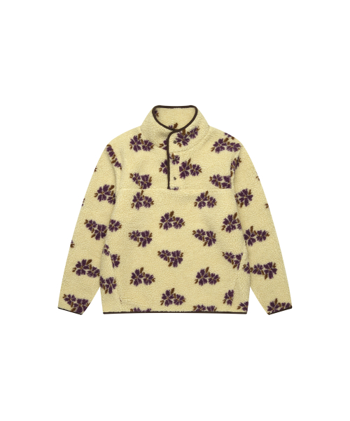 Floral флис кнопка Sweatshirt_Beige