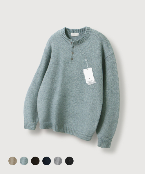 Вязаный пуловер хенли Air Wool_6Color