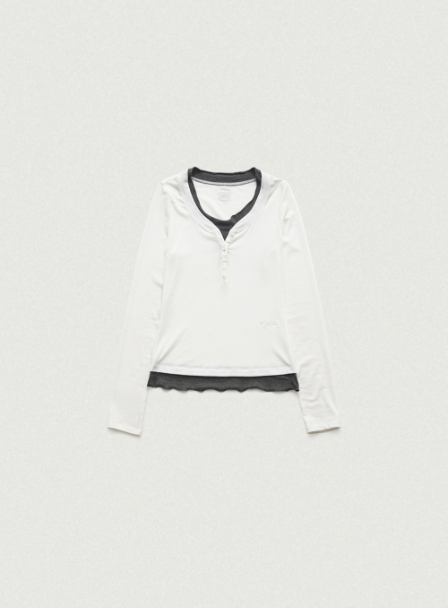 Aimee узкий Layered T-shirt_Ivory