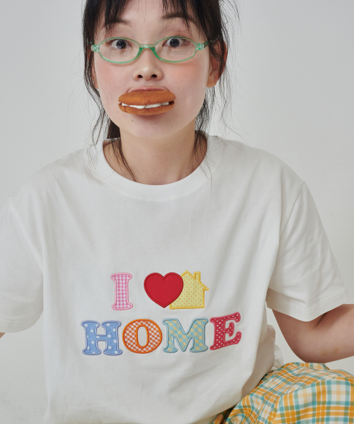 (uni) Футболка I Love Home Patchwork Standard Fit