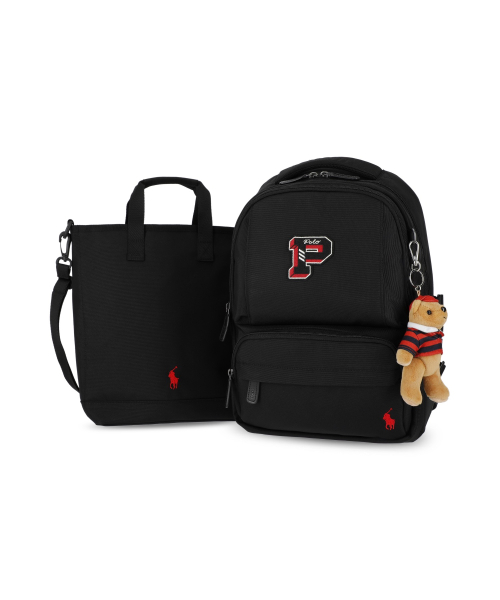 폴로 랄프 로렌 칠드런() 레터 백팩 앤 슈즈 백 세트-블랙 상품 이미지