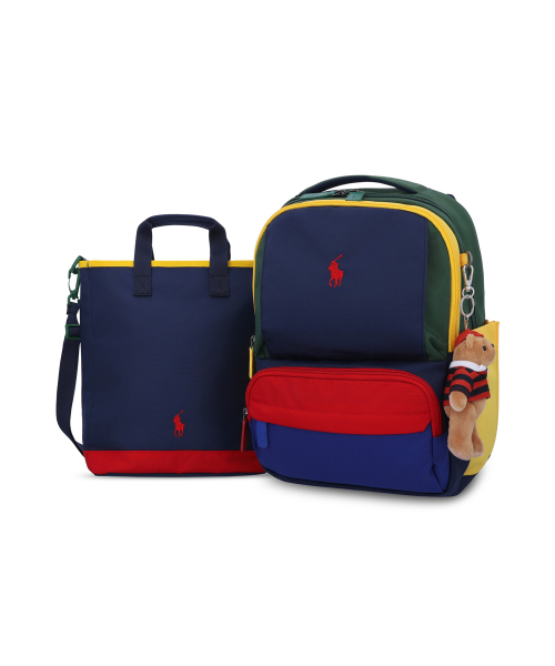 폴로 랄프 로렌 칠드런() 컬러블록 백팩 앤 슈즈 백 세트-네이비 상품 이미지