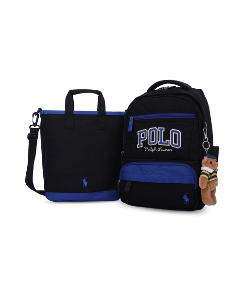 폴로 랄프 로렌 칠드런() 로고 백팩 앤 슈즈 백 세트-블랙 상품 이미지