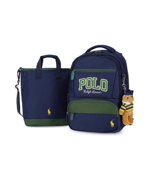 폴로 랄프 로렌 칠드런() 로고 백팩 앤 슈즈 백 세트-네이비 상품 이미지