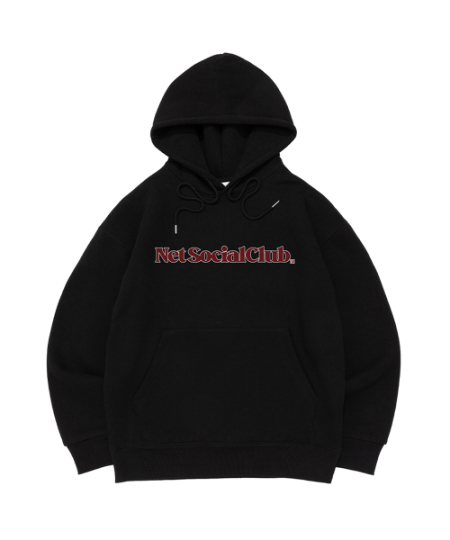 OUTLINE STRAIGHT LOGO BRUSHED HOOD TEE (черный)