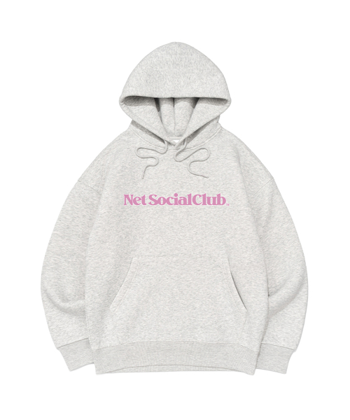 OUTLINE STRAIGHT LOGO BRUSHED HOOD TEE (LIGHT MELANGE)