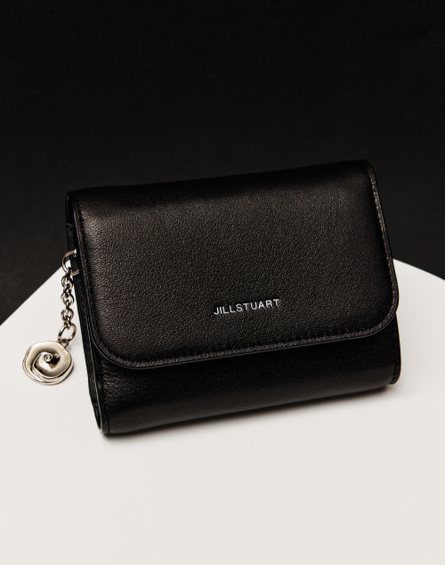 ZOE Кожаный кошелёк 3 секции с цветочным шармом, Black