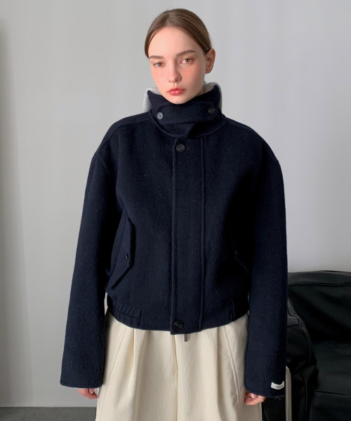 Handmade High-neck шерсть Blouson куртка (3color)