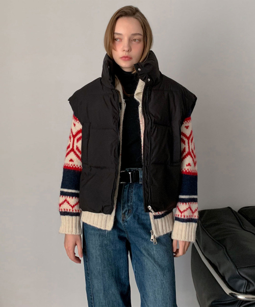 базовый короткий Padding жилет (3colors)