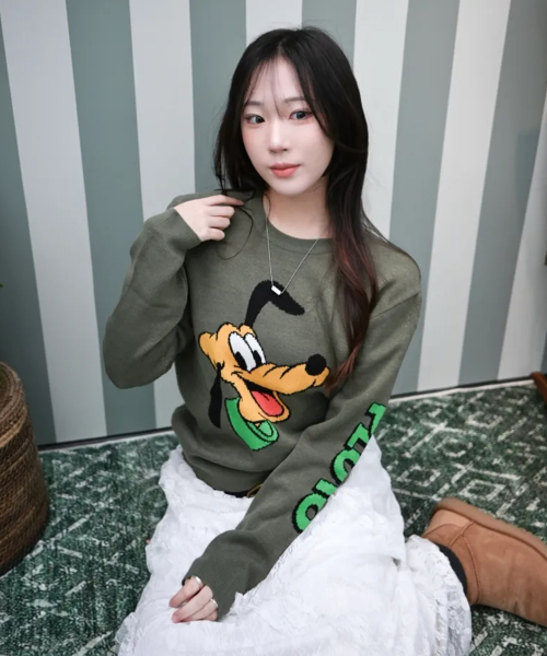 Вязаный джемпер Pluto с круглым вырезом Khaki