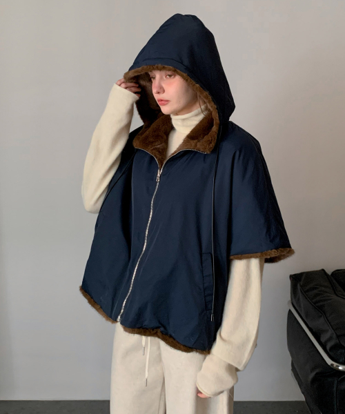 Reversible Faux Fur Hooded молния-up (3colors)
