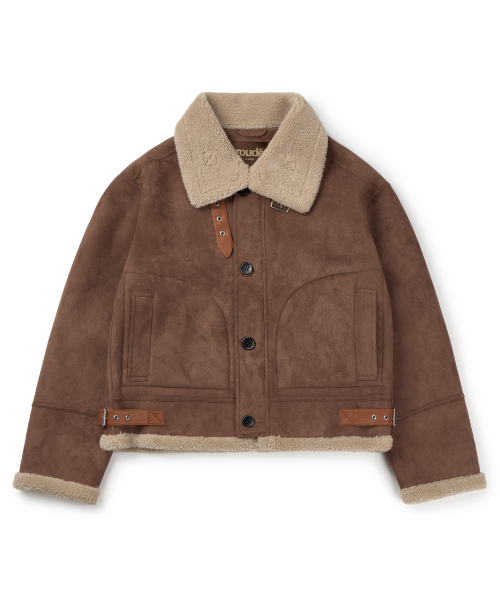 Vegan Suede Aviator Mustang Jacket_Mocha Brown