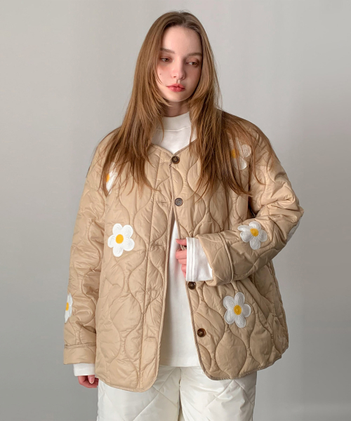 Collarless Daisy Quilting куртка (3Colors)