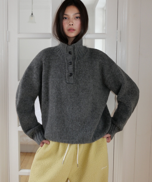Soft Flow Button-Neck Knit