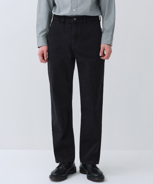 Fur Denim Pants [Washed Black]