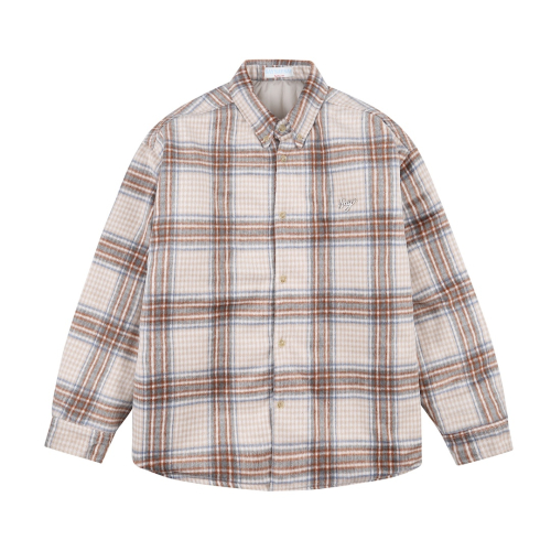 Wool Fur Padding Shirt Brown