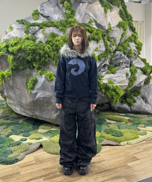 탄산마그네슘() 오디피기X탄산 퍼 후드집업 네이비 상품 이미지