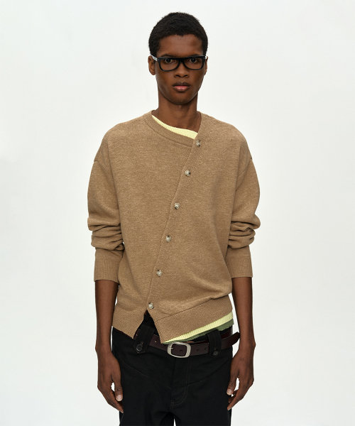 LAYERED CARDIGAN atb1411m(CAMEL)