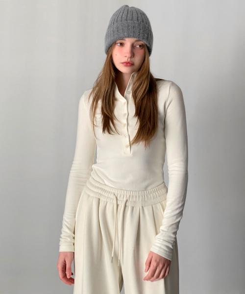 Half-neck Button T-shirt (4colors)