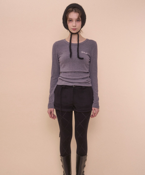 PINTUCK LOGO TEE-GRAY