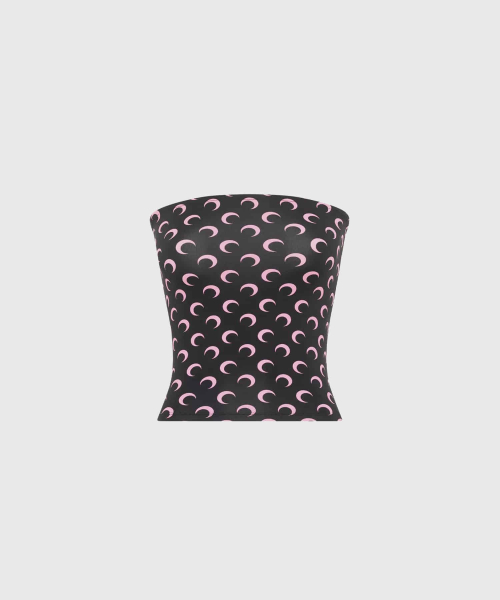 (W) Sleeveless Black Pink MOON PRINTED JERSEY SLEEVELESS TUBE TOP BK90 BLACK/PINK