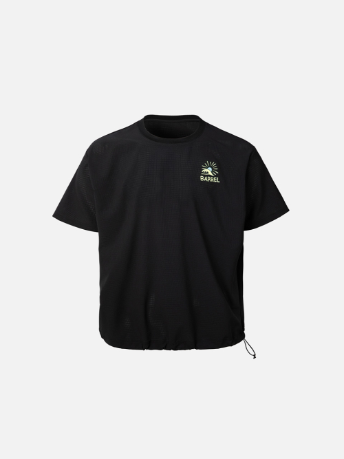 유니 오버핏 아트웍 메쉬 반팔 티셔츠 블랙 (B6SUWSS201BLK)