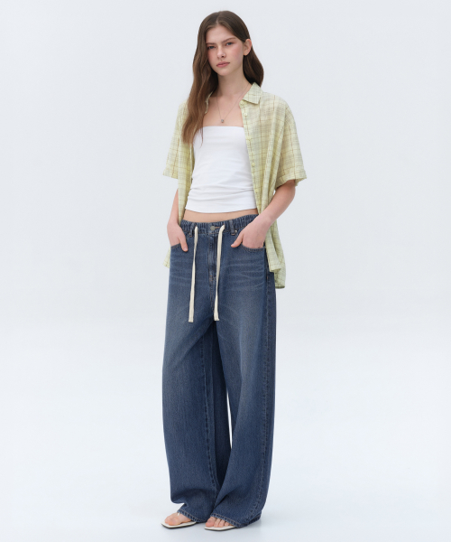 Wide Denim Pants [Midi ]