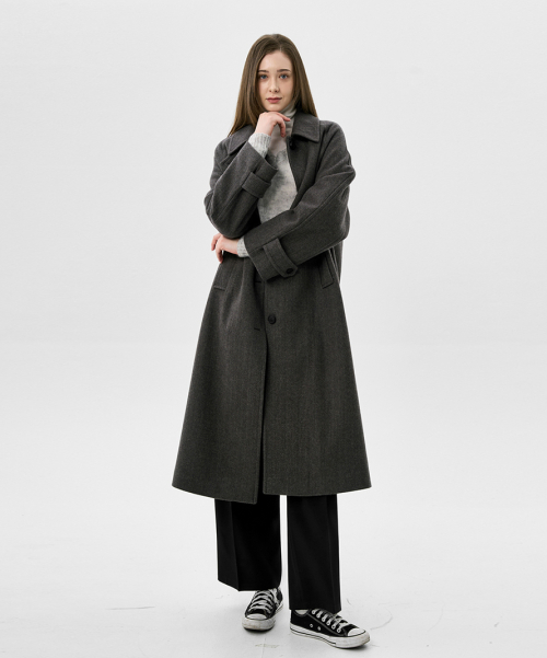 Herringbone Wool Coat_MELANGE GREY