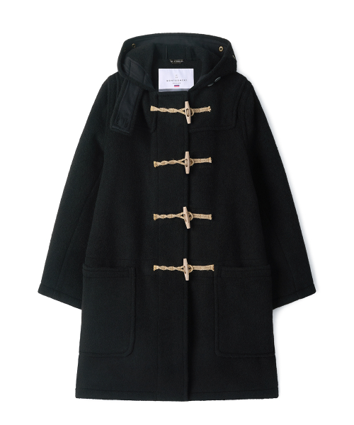 WOMENS LONG ORIGINAL DUFFLE COAT WITH WOODEN - BLACK