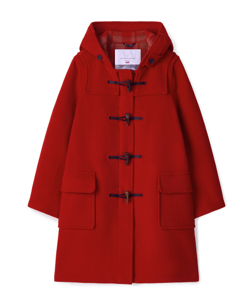 WOMENS CLASSIC FIT DUFFLE COAT WITH HORN - RED